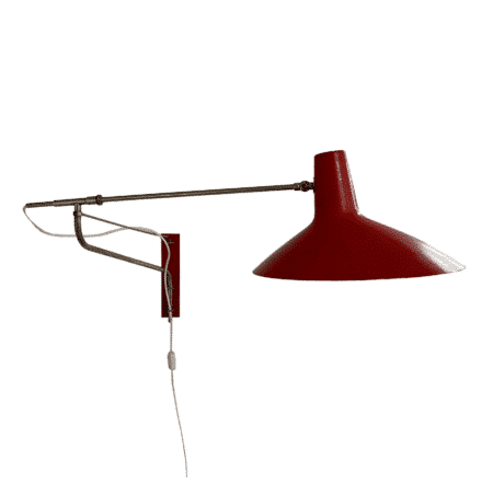 Rode Wandlamp met Zwenkarm van Artimeta, 1950s