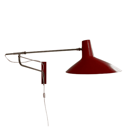 Rode Wandlamp met Zwenkarm van Artimeta, 1950s
