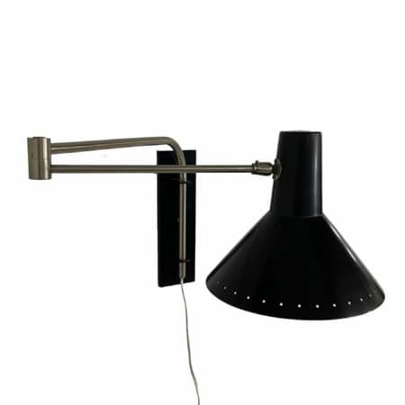 Zwenkarm Wandlamp van Artimeta, 1950s | Zwart