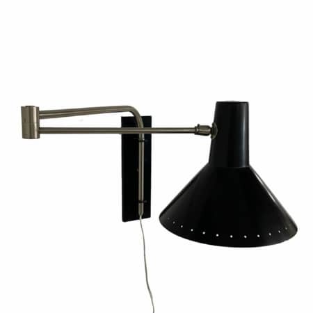 Zwenkarm Wandlamp van Artimeta, 1950s | Zwart