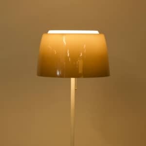 Mid-Century Vloerlamp met Bruine Kunststof Kap en Tulip Voet, 1970s