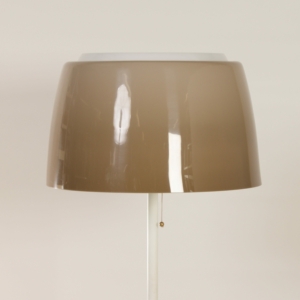 Mid-Century Vloerlamp met Bruine Kunststof Kap en Tulip Voet, 1970s