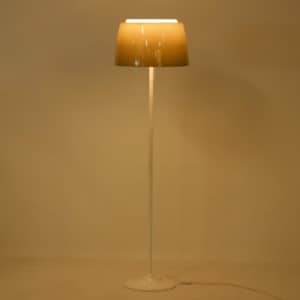 Mid-Century Vloerlamp met Bruine Kunststof Kap en Tulip Voet, 1970s