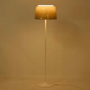 Mid-Century Vloerlamp met Bruine Kunststof Kap en Tulip Voet, 1970s