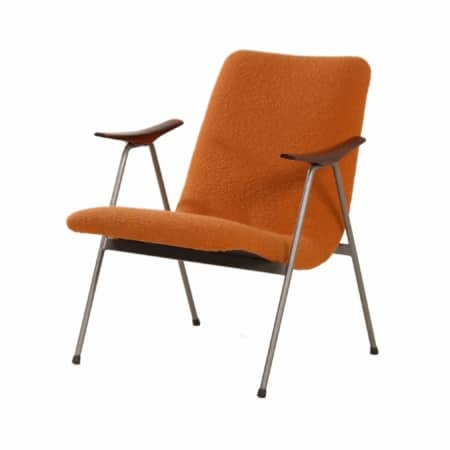 Vintage Fauteuil met Oranje Boucléstof van Webe, 1960s