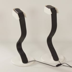 Paar iGuzzini Snocky Tafellampen van Bruno Gecchelin, 1980s | Zwart Wit