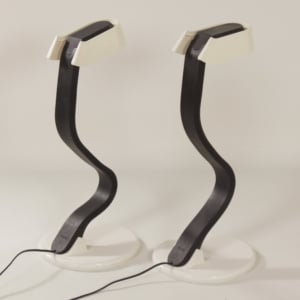 Paar iGuzzini Snocky Tafellampen van Bruno Gecchelin, 1980s | Zwart Wit