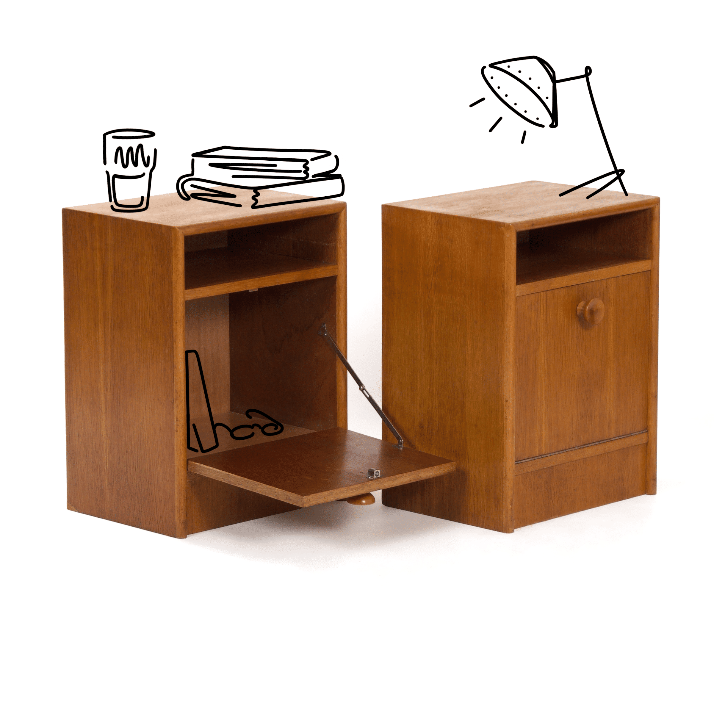 Set Vintage Nachtkastjes, 1950s