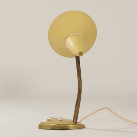 Geel bureaulampje met Messing Voet, 1960s