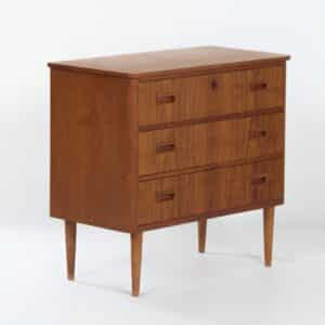 Vintage Deense Ladekast – Teakhout, 1960s Scandinavisch Design, 78x73x37 cm