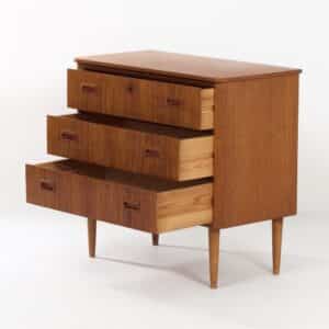 Vintage Deense Ladekast – Teakhout, 1960s Scandinavisch Design, 78x73x37 cm