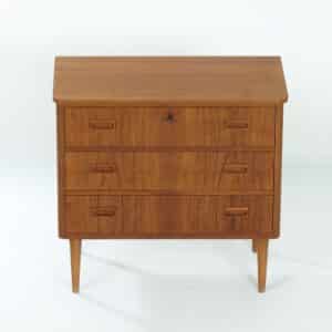 Vintage Deense Ladekast – Teakhout, 1960s Scandinavisch Design, 78x73x37 cm