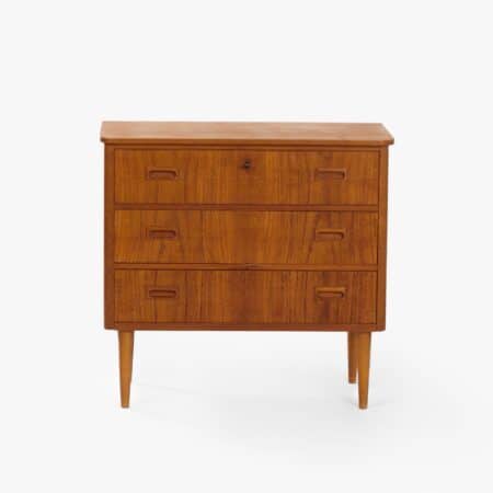 Vintage Deense Ladekast – Teakhout, 1960s Scandinavisch Design, 78x73x37 cm