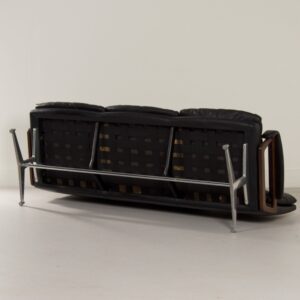 3-Zitsbank King van Andre Vandenbeuck voor Strässle International, 1960s | Zwart Leder