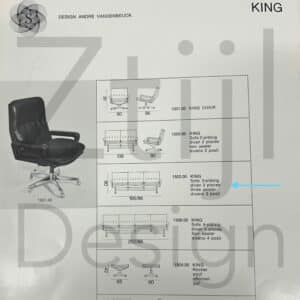 3-Zitsbank King van Andre Vandenbeuck voor Strässle International, 1960s | Zwart Leder