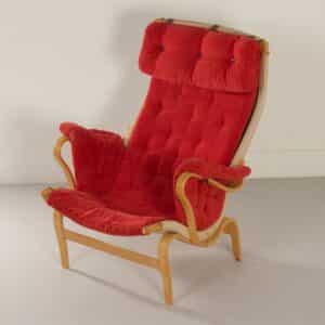 Pernilla Fauteuil van Bruno Mathsson voor Dux, 1980s | Rode Velours Bekleding