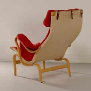 Pernilla Fauteuil van Bruno Mathsson voor Dux, 1980s | Rode Velours Bekleding