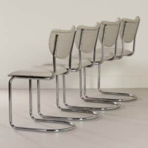 Buisstoelen 2011 van Toon De Wit voor De Wit, 1950s | Set van 4 met Nieuwe Ploegstof