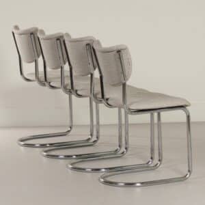Buisstoelen 2011 van Toon De Wit voor De Wit, 1950s | Set van 4 met Nieuwe Ploegstof