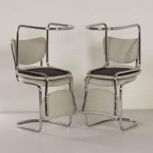 Buisstoelen 2011 van Toon De Wit voor De Wit, 1950s | Set van 4 met Nieuwe Ploegstof