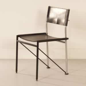 Eetkamerstoelen van Arnold Merckx voor Metaform, 1980s | Set van 4 in Zwart Tuigleer