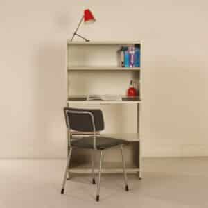 Gispen 5600 Secretaire van A. R. Cordemeyer, 1950s | Enkel-delig in Grijs, Wit en Crème