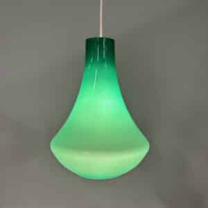 Franse Hanglamp van Groen Opaline Glas ca.1960s