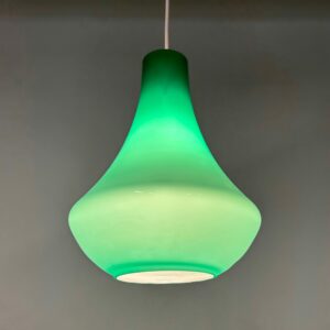 Franse Hanglamp van Groen Opaline Glas ca.1960s