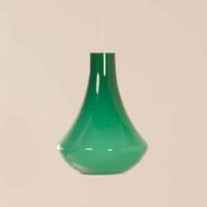 Franse Hanglamp van Groen Opaline Glas ca.1960s