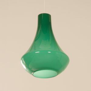 Franse Hanglamp van Groen Opaline Glas ca.1960s