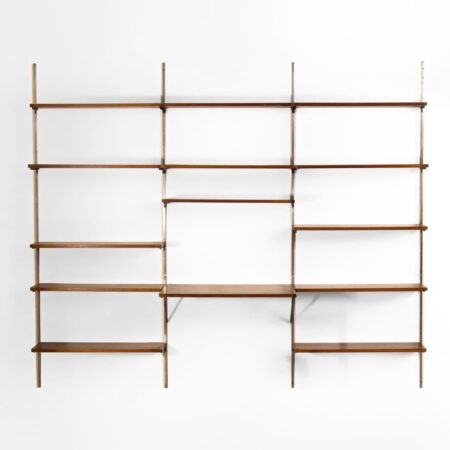 Palissander Wandsysteem van Tetex, Nederland, 1960s – Modulair Wandmeubel met Bureau en 14 Planken