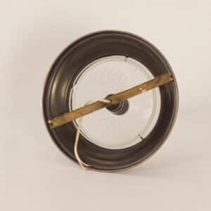 Grote Art Deco Plafondlamp met Bronzen Voet en Geslepen glas, 1930s