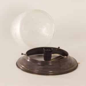 Grote Art Deco Plafondlamp met Bronzen Voet en Geslepen glas, 1930s