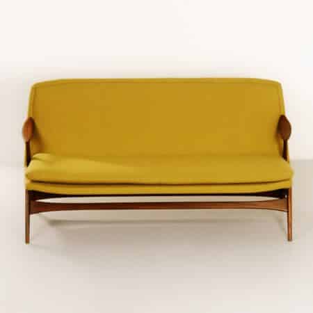 3-Zitsbank van Karl Edvard Korseth voor LK Hjelle, 1950s - Opnieuw Gestoffeerd