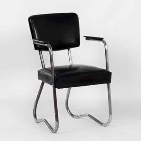 Bauhaus Buisstoel met Armleuningen, 1930s - Opnieuw Gestoffeerd