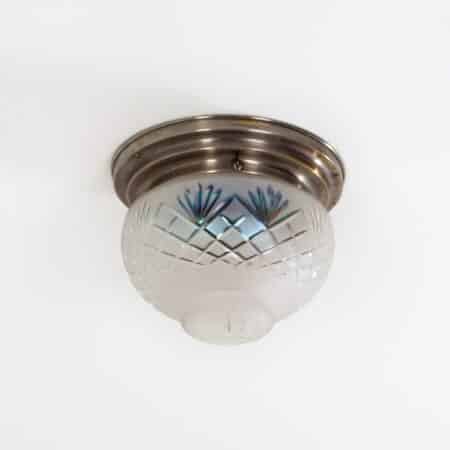 Art Deco Plafondlamp met Geslepen glas, 1930s