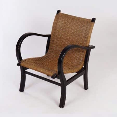Bauhaus Fauteuil met Rode Skai en Witte Bies ca. 1930&#8217;s