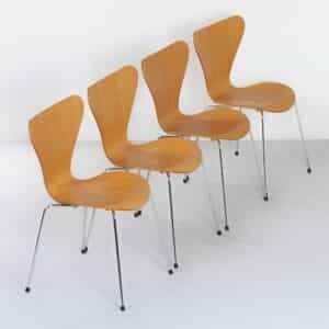 Beuken Vlinderstoelen van Arne Jacobsen voor Fritz Hansen, 1990s | Set van 4