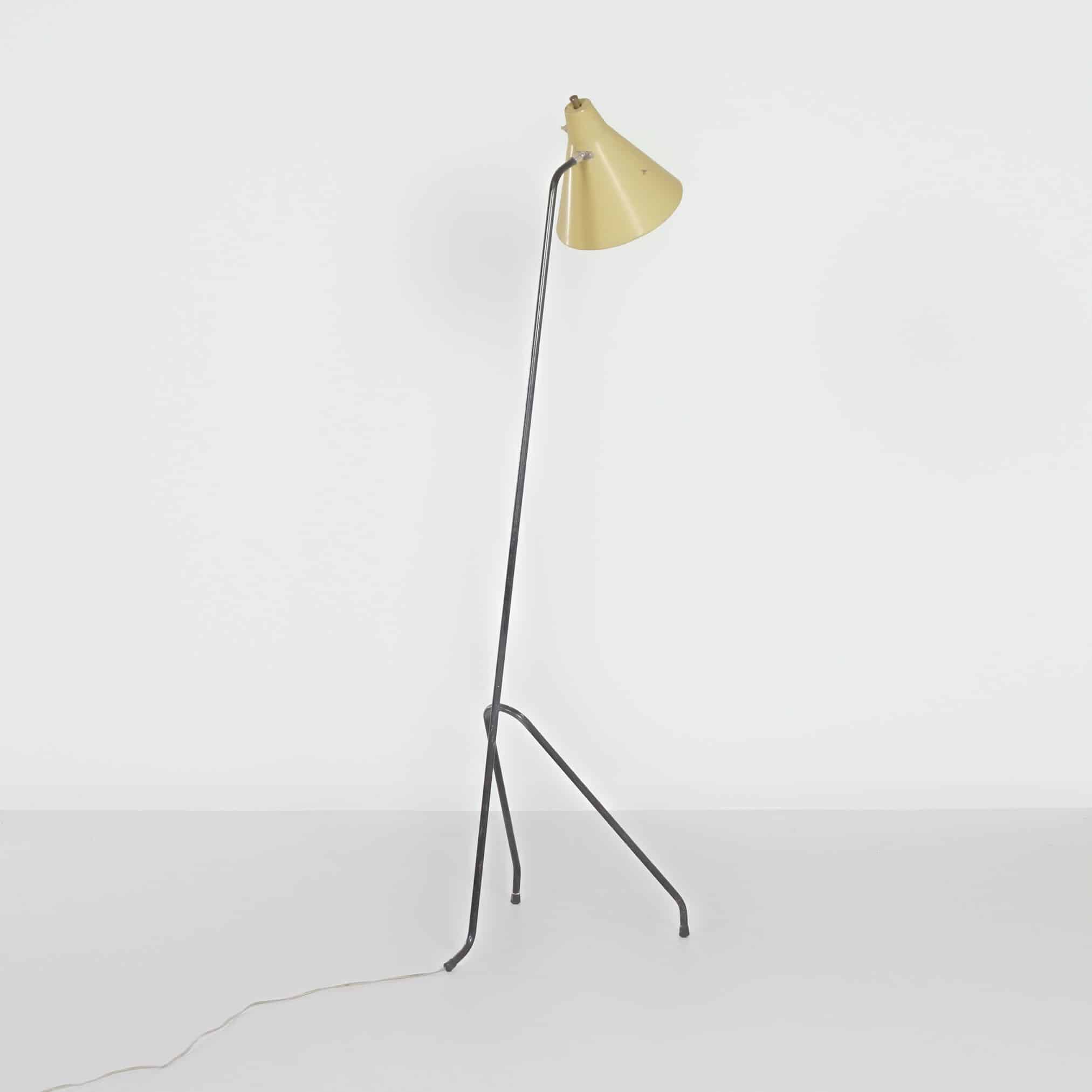 Sprinkhaan Vloerlamp van Willem van Doorn | 1960s, Mid-century, Geel