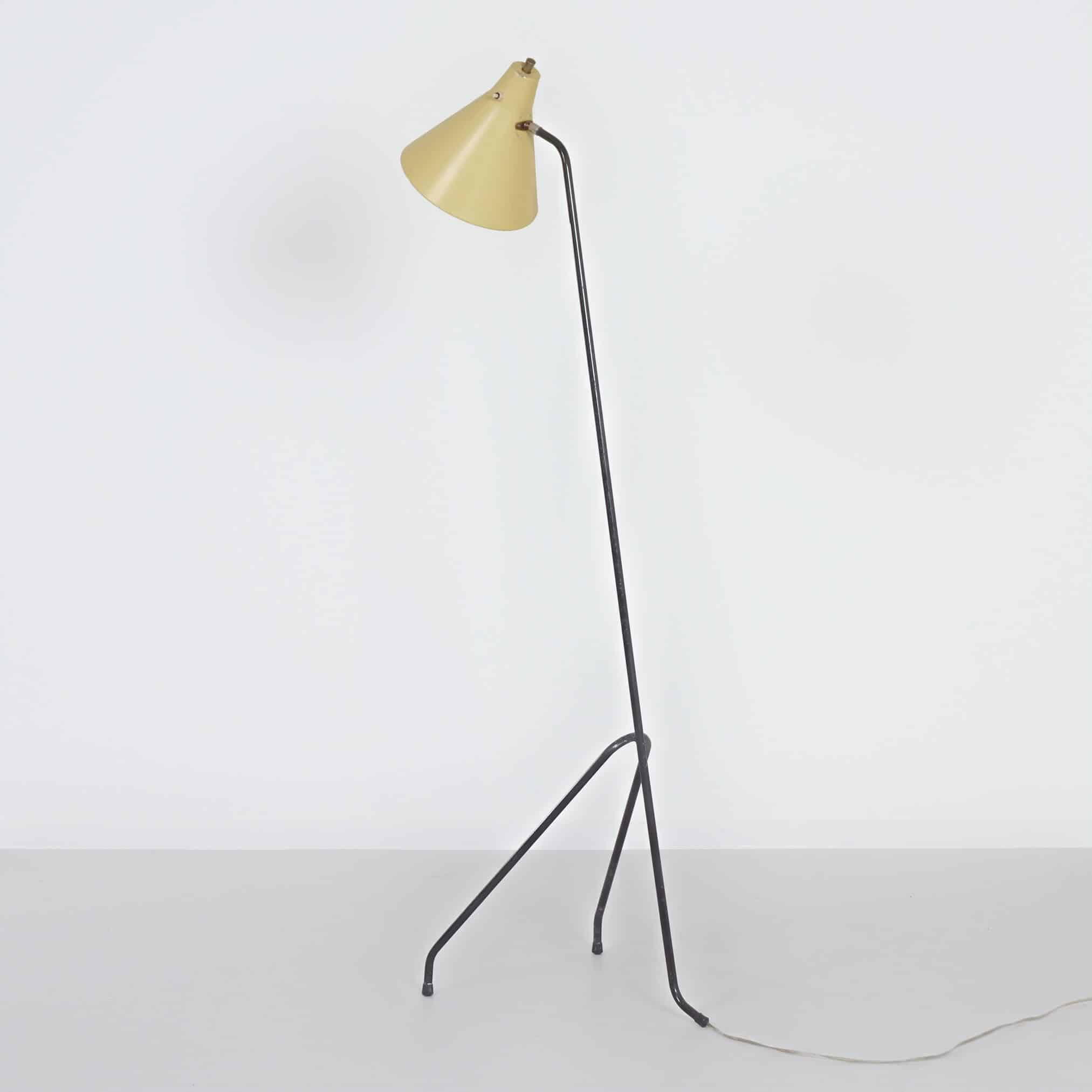 Sprinkhaan Vloerlamp van Willem van Doorn | 1960s, Mid-century, Geel