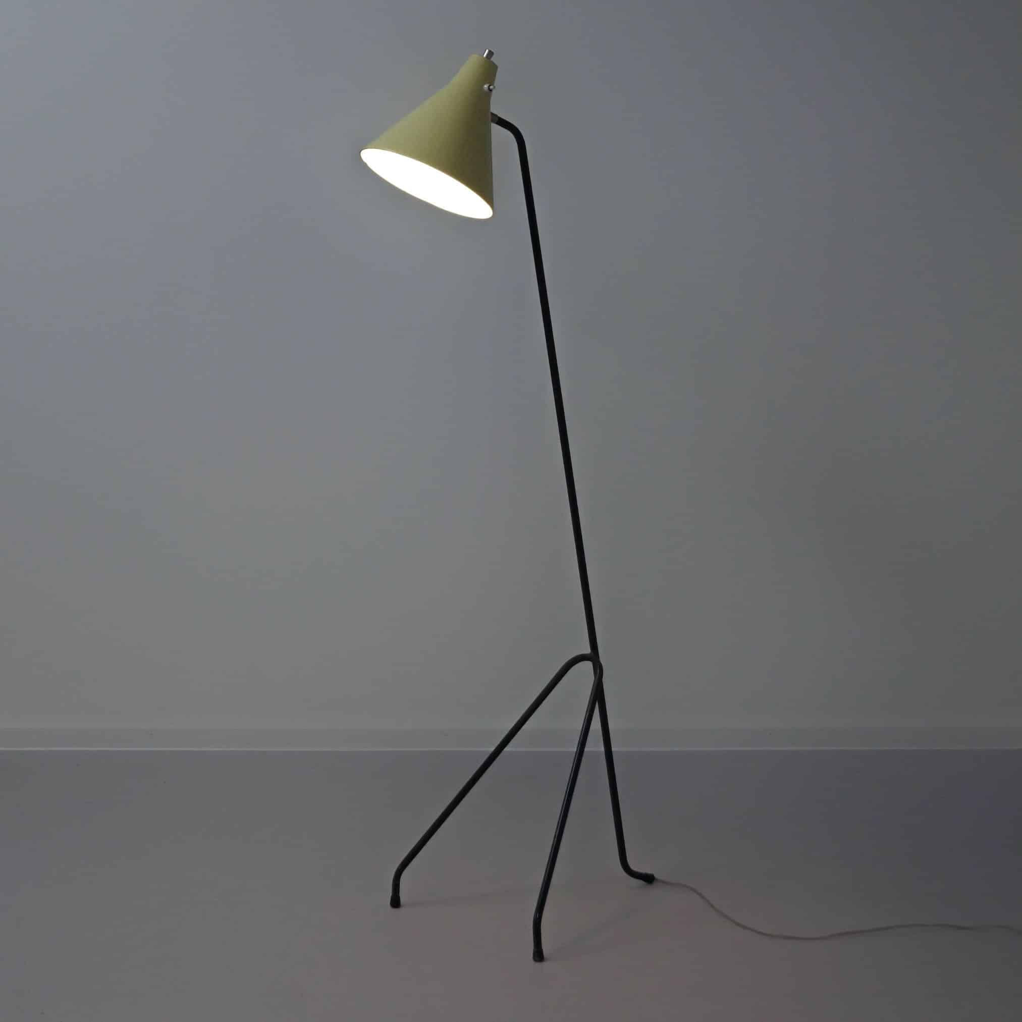 Sprinkhaan Vloerlamp van Willem van Doorn | 1960s, Mid-century, Geel