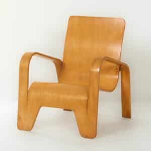 LaWo 1 Fauteuil van Han Pieck voor LAWO Ommen in 1946 (nr. 829) | Berkenhout, Zeldzame Vondst