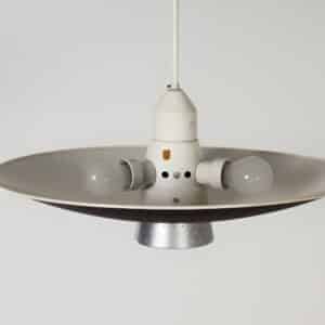Zwart Metalen Pendellamp met Diffuser van Louis Kalff voor Philips, 1950s