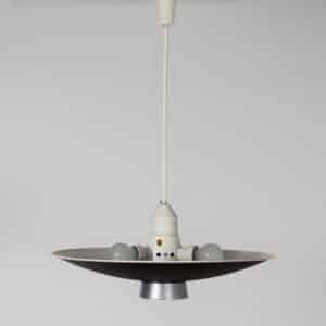 Zwart Metalen Pendellamp met Diffuser van Louis Kalff voor Philips, 1950s