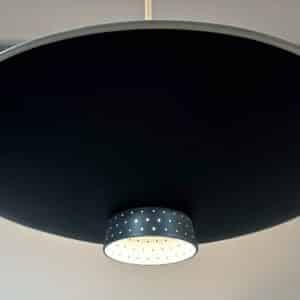 Zwart Metalen Pendellamp met Diffuser van Louis Kalff voor Philips, 1950s