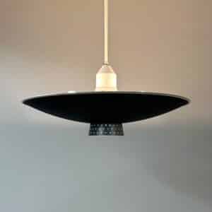 Zwart Metalen Pendellamp met Diffuser van Louis Kalff voor Philips, 1950s