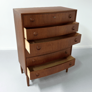 Deense Gebogen Ladekast, 1960s | Teakhout (2e)