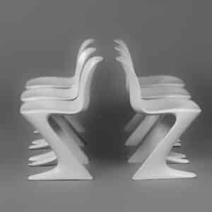 Witte Kangoeroe Stoelen van Ernst Moeckl voor Horn, 1960s | Set van 6