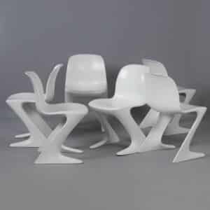 Witte Kangoeroe Stoelen van Ernst Moeckl voor Horn, 1960s | Set van 6