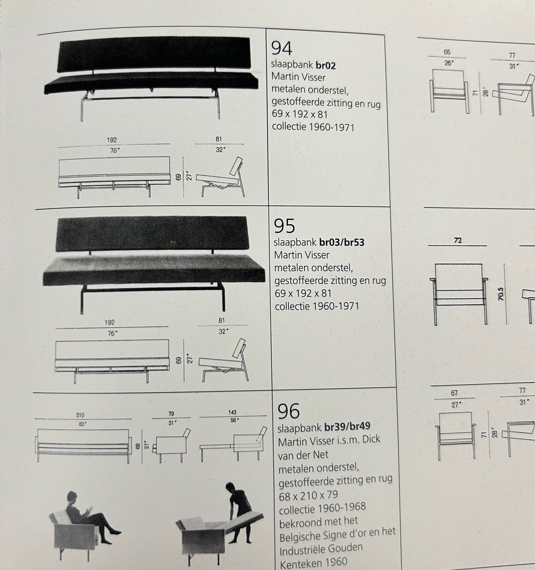 Mid-Century Slaapbank br03 van Martin Visser voor ‘t Spectrum, 1960s – Opnieuw Gestoffeerd met Ploegstof